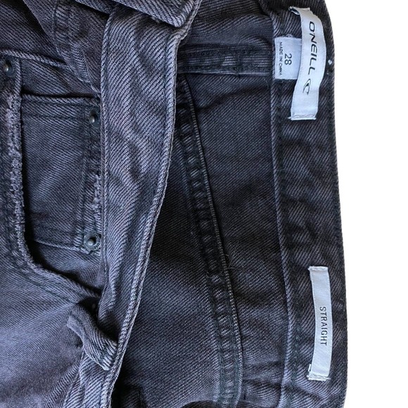 O’NEILL  jeans women’ High Rise denim gray/black Flayed Straight Crop Sz#28 NWT - Picture 10 of 12